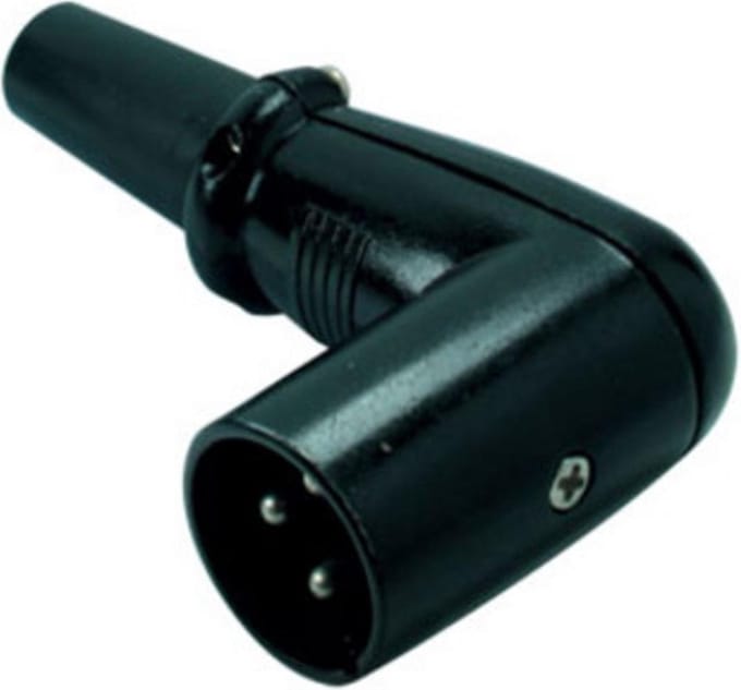 XLR 3-pins (m) haakse connector met rubberen trekontlasting / zwart
