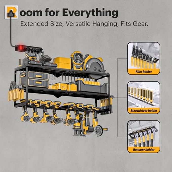 Power Tool Organizer met Laadstation en Boorhouder voor Garage
