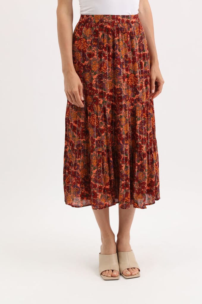 BA&SH Jupe Pelliot Orange Maat: S | Midi Rokken Outlet | Dames | Groen