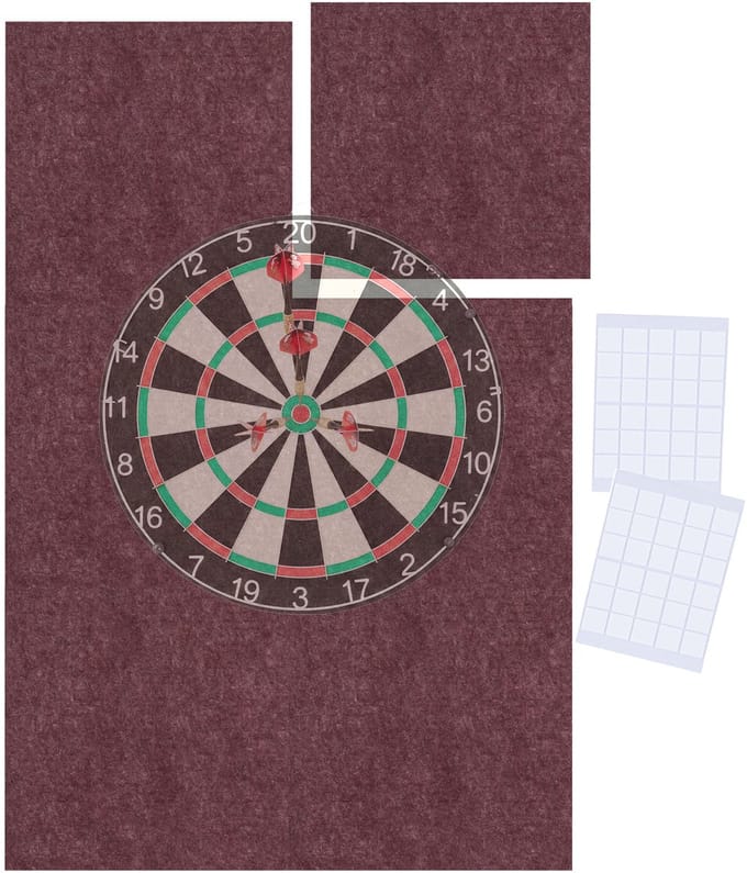 Dartbord bescherming - 6-delig - 60x90 cm - bordeaux