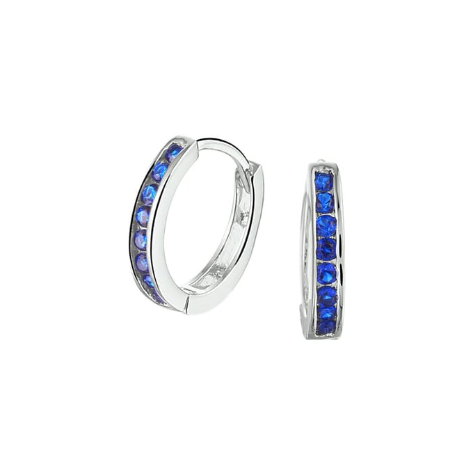 Glams klapoorringen synth. saffier - 12.5 mm - Zilver