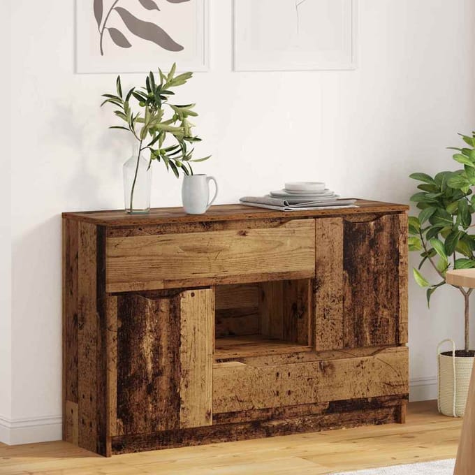 vidaXL - Dressoir - Oud - Hout - 100 - x - 30 - x - 65,6 - Bewerkt - hout