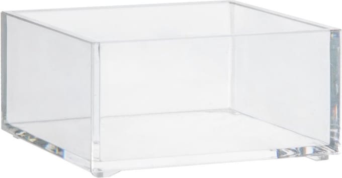 5Five Make-up houder box - 9,5 x 9.5 x 5 cm - transparant kunststof - Nagellak - Sieraden - Organizer bakjes - sorteer vakjes - vierkant