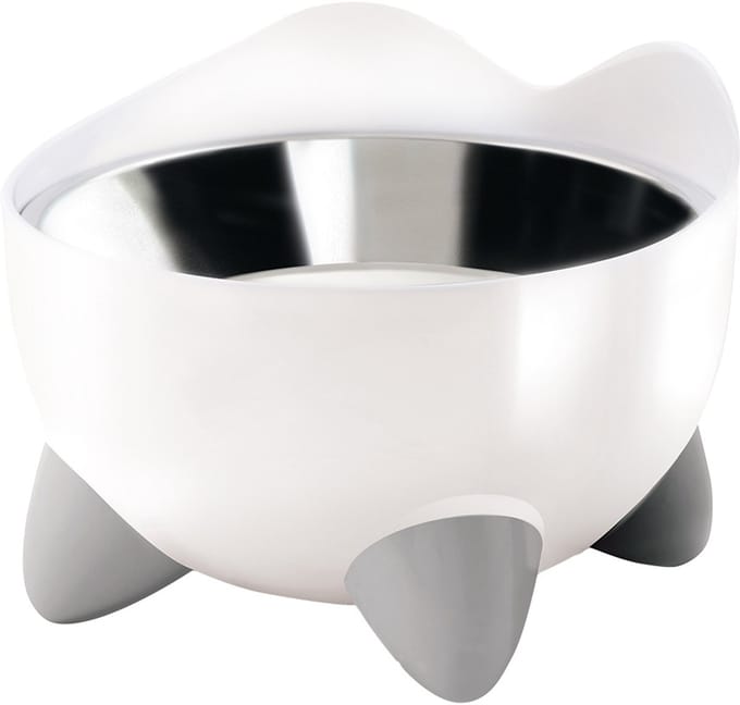 CA Pixi Elevated Feeding Dish - Met 2 RVS schalen - 200ml - 10x13,5cm wit