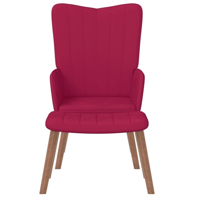 vidaXL - Relaxstoel - met - voetenbank - fluweel - wijnrood
