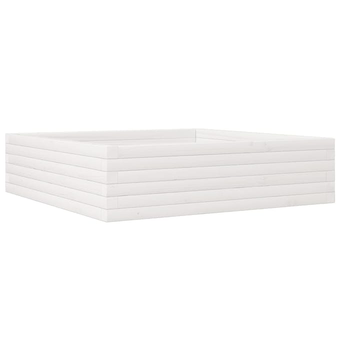 vidaXL - Plantenbak - 90x90x23 - cm - massief - grenenhout - wit