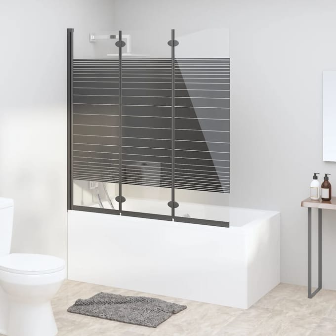 vidaXL - Douchewand - inklapbaar - 3 - panelen - 130x130 - cm - ESG - zwart