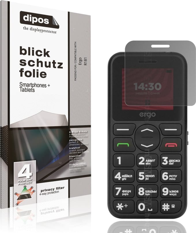 dipos – Matte Privacy Screenprotector geschikt voor Ergo R181 | Anti-Spy Beschermfolie