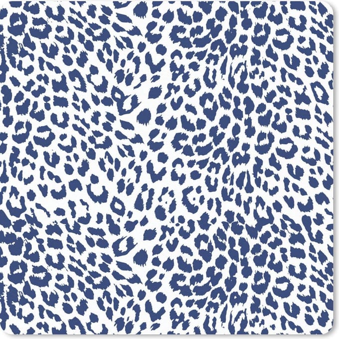 Muismat 20x20 cm - Mousepad Panterprint - Wit - Blauw - Muismatten