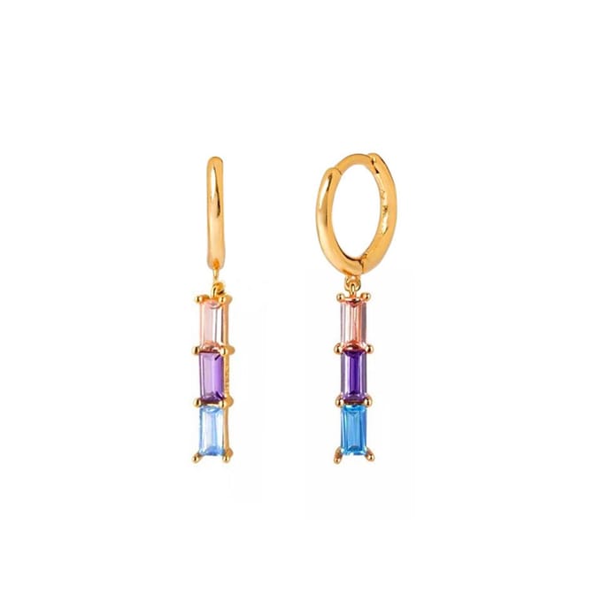 LILI Bar Oorringen / Oorbellen | Multi/Goud | Ø 10 mm | 20 x 5 mm | 925 Silver