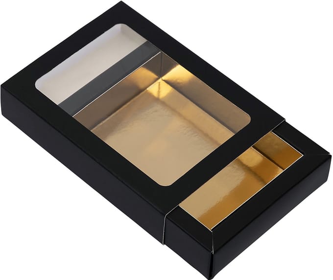 Chocoladeletterdoos Klein GK1 Zwart / Goud 26st