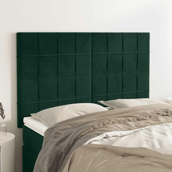 vidaXL - Hoofdbord - donkergroen - 144x5x118/128 - cm - fluweel