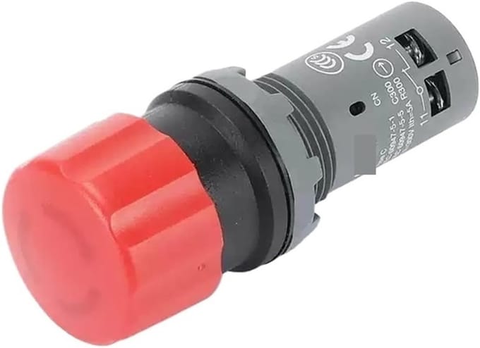 Noodstop knop - Paddenstoel drukker - Machine beveiliging - Directe uitschakeling - 10 Ampère - Rood