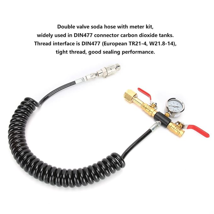 CO2 Dubbele Klep Soda Slang met 3000psi Meter Kit Accessoires W21.8-14 voor Soda Stream