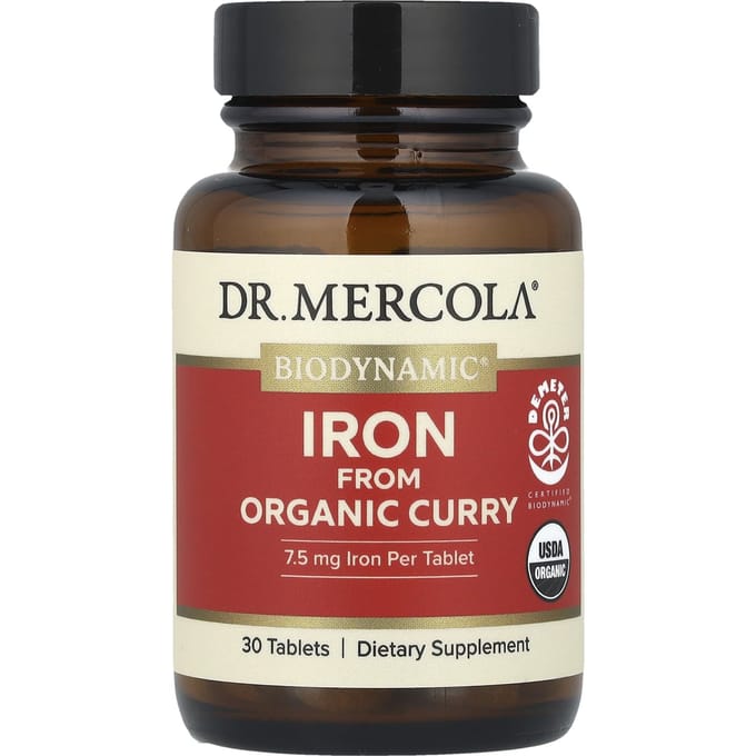 Dr. Mercola, Biodynamic®, Iron from Organic Curry, 30 Tablets