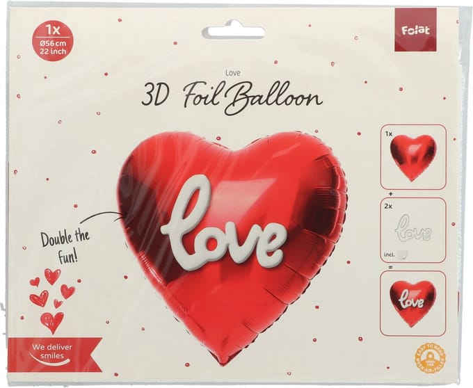 Folieballon 3D Love - 56 cm