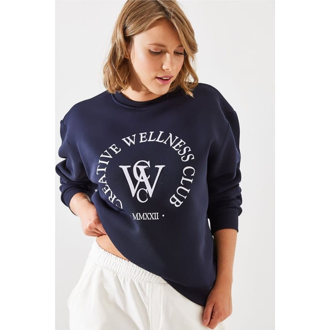 Ronde Hals Katoenen Sweatshirt met Motto Print