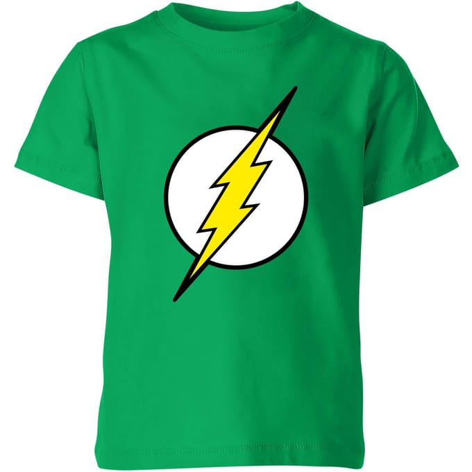 Justice League Flash Logo Kids' T-Shirt - Green - 122/128 (7-8 jaar)
