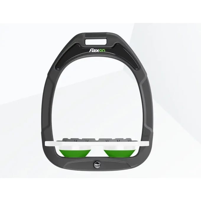 Platte Grip stijgbeugels Antraciet/Wit/Groen Flex-On Green Composite