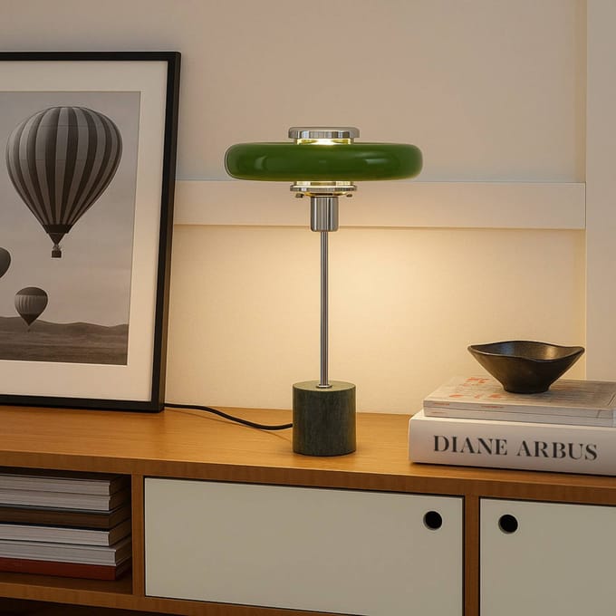 Lindby - Tafellamp - 1licht - Metaal, marmer - H: 46 cm - E14 - groen