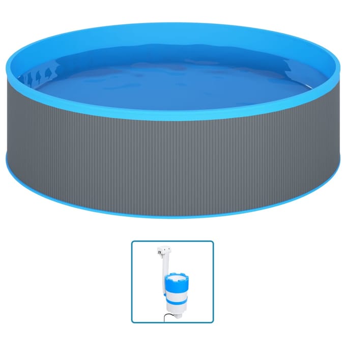 vidaXL - Splasher - pool - met - hangende - skimmer - en - pomp - 350x90 - cm - grijs