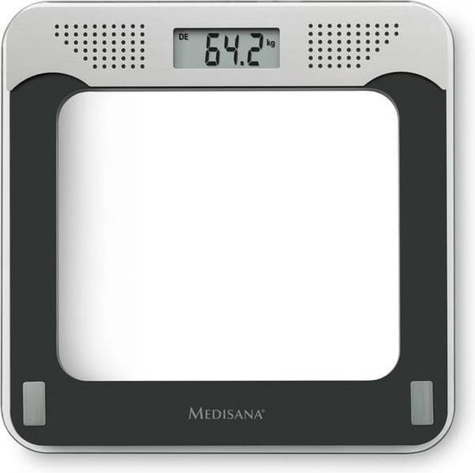 Medisana PS 425 40448 Digitale personenweegschaal Weegbereik (max.): 180 kg Zwart, Grijs, Glas Met spraak