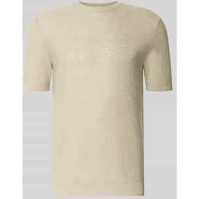 T-shirt van mix van linnen en viscose met ronde hals