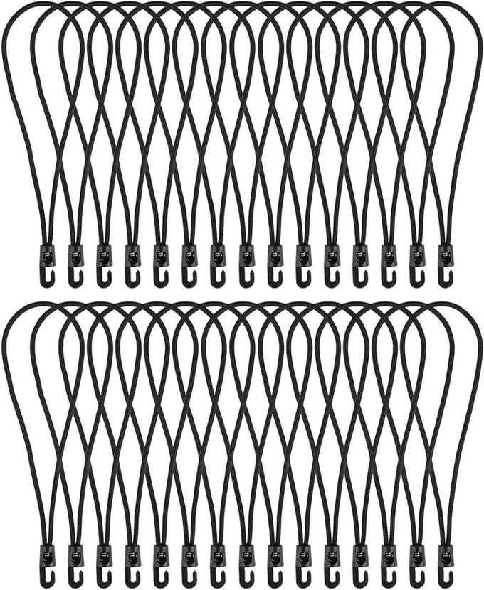 Spanrubber met haken - Zeilspanner elastiek - Dekzeil bevestigen - Extra sterk materiaal - 10 cm - Zwart