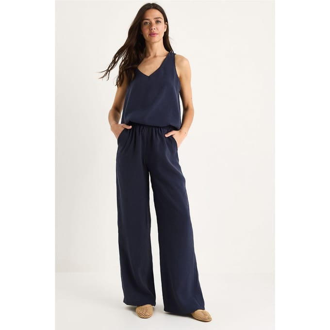 V-hals Katoenen Blouse-Broek Twee-delige Set