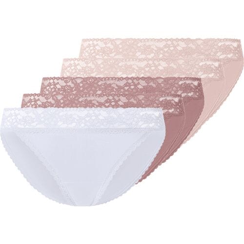 ESMARA Set van 5 dames onderbroeken met kant (rosé/roze/wit, L (44/46))