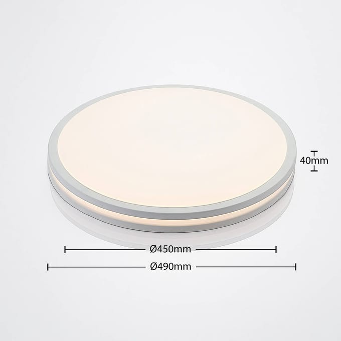 Lindby Arnim LED plafondlamp, wit, kunststof, Ø 49cm, IP44
