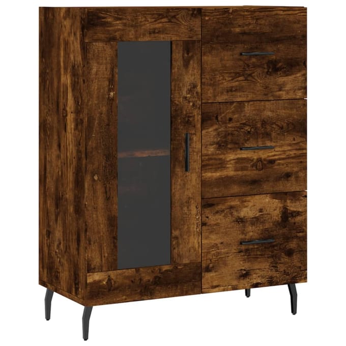 vidaXL - Dressoir - 69,5x34x90 - cm - bewerkt - hout - gerookt - eikenkleurig