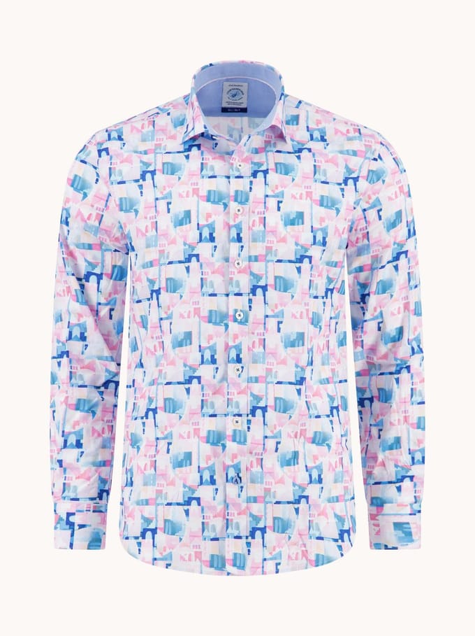 A Fish Named Fred Overhemd Shirt Abstract City Rose Pink (33.014 - 430)