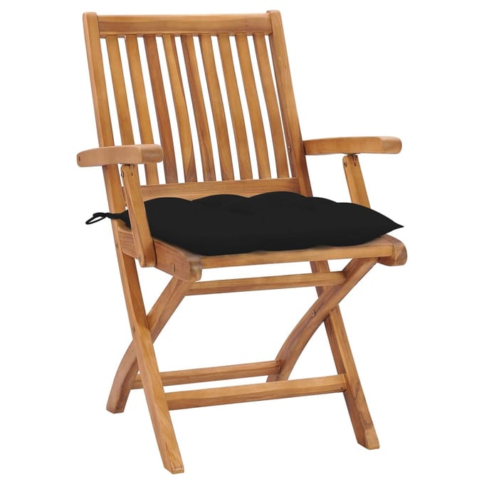 vidaXL - Klapstoelen - met - kussens, - 6 - stuks, - massief - teakhout