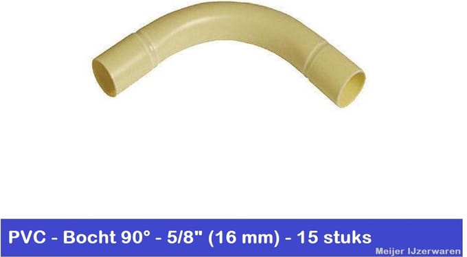 PVC BOCHT 5/8" (16 MM) - 15 STUKS - 90° BOCHT - TBV ELECTRABUIS 5/8"