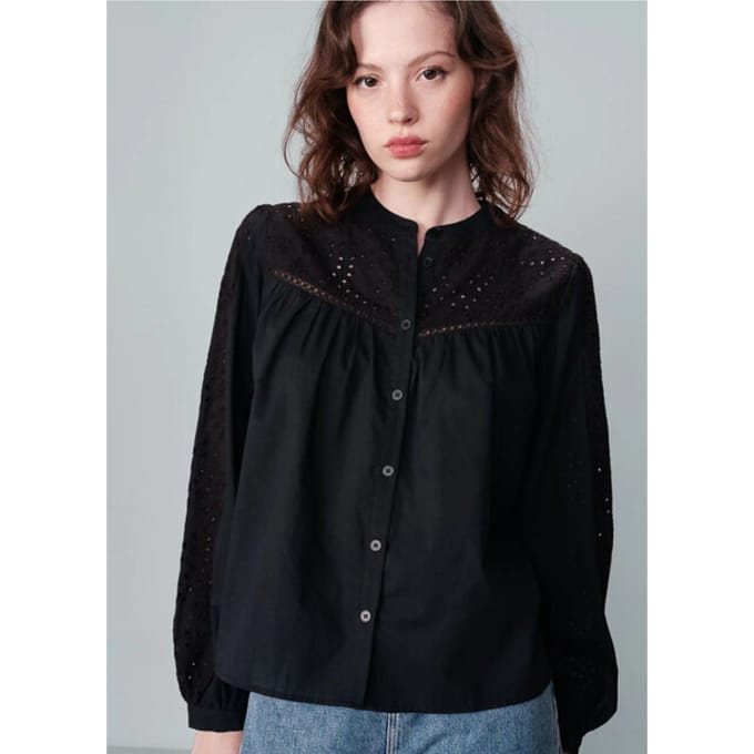 Zwarte broderie blouse Nolisa - Grace & Mila
