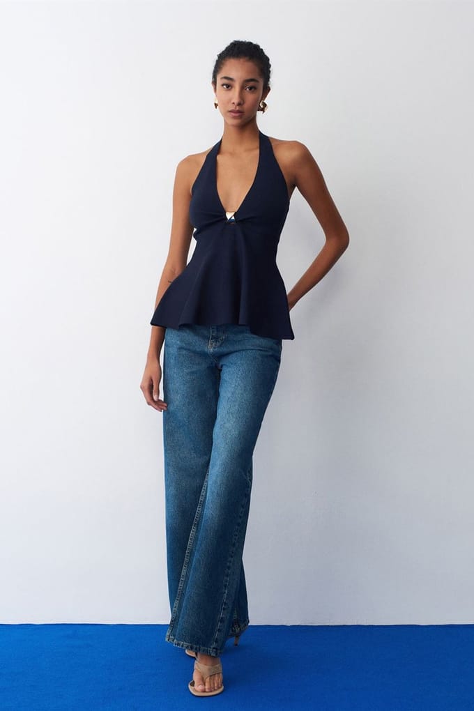 Naadloze Halter Peplum Blouse