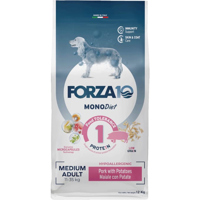 12kg Forza 10 Medium Dieet Graanarm met Varkensvlees Droog Hondenvoer