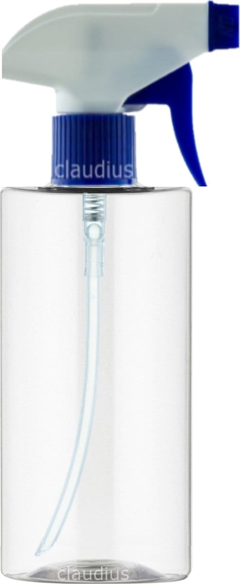 Lege Plastic Fles 500 ml PET - Transparant - met blauwe spraykop - set van 10 stuks - navulbaar - leeg