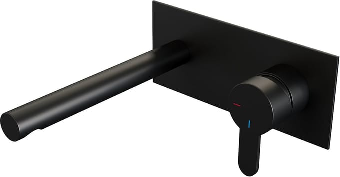 Brauer Black Edition inbouw wastafelmengkraan met rechte uitloop en afdekplaat model D1 mat zwart