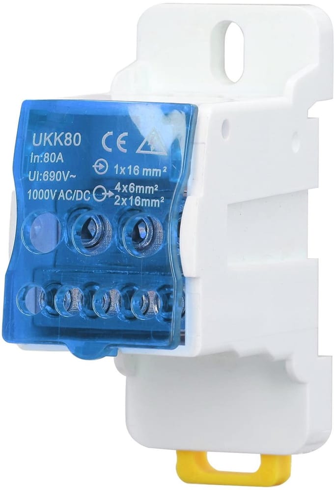 Allecto - Terminal Block - Verdeeldoos - Hoogwaardige bescherming - Blauw - Rail Terminal - 80A - Geschikt voor microcomputers - Blauw