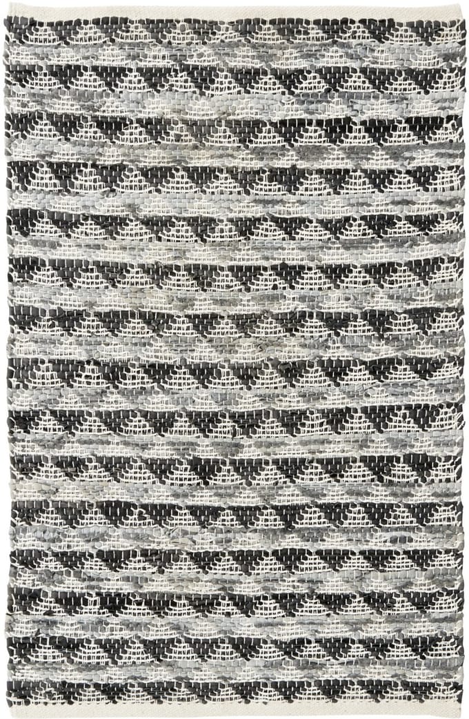 Nordal Triangle Lederen vloerkleed Zwart/Grijs 150x70cm