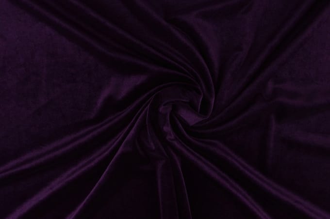 35 meter stretch fluweel - Paars - 93% polyester - 7% elastaan