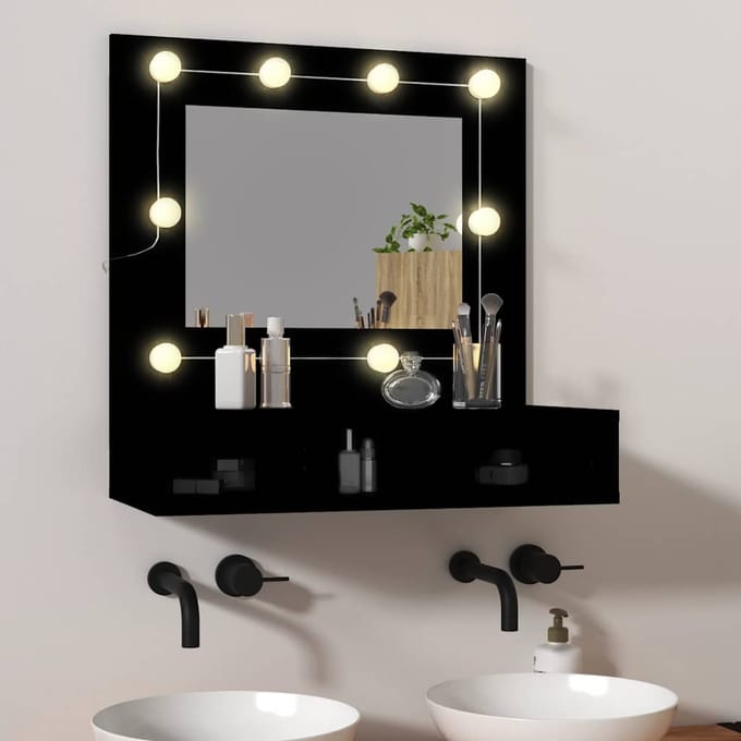 vidaXL - Spiegelkast - met - LED-verlichting - 60x31,5x62 - cm - zwart