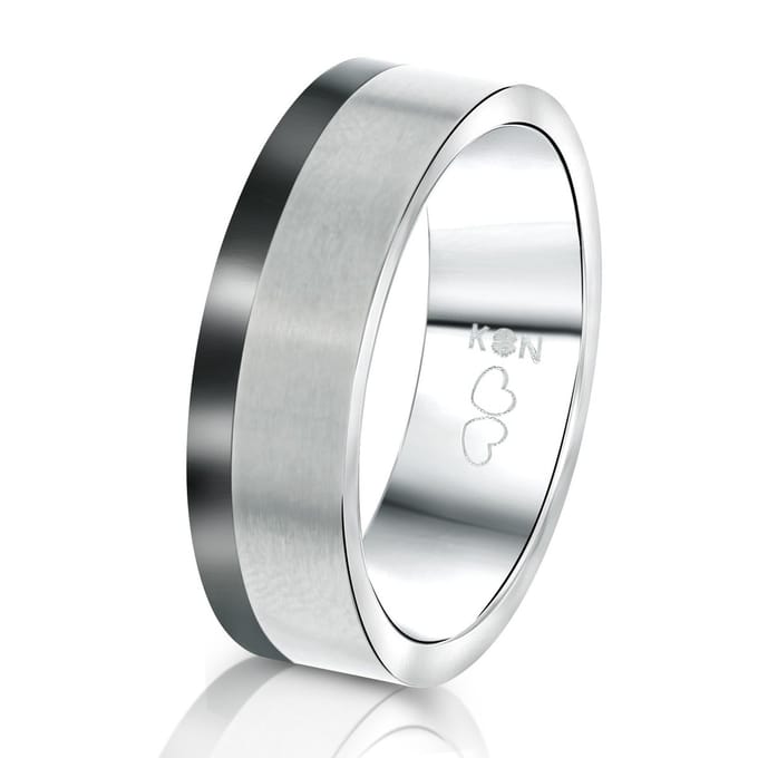 Lucardi Heren Vriendschapsring Tokyo - Ring - Vaderdag Cadeautje - Titanium - Zilverkleurig
