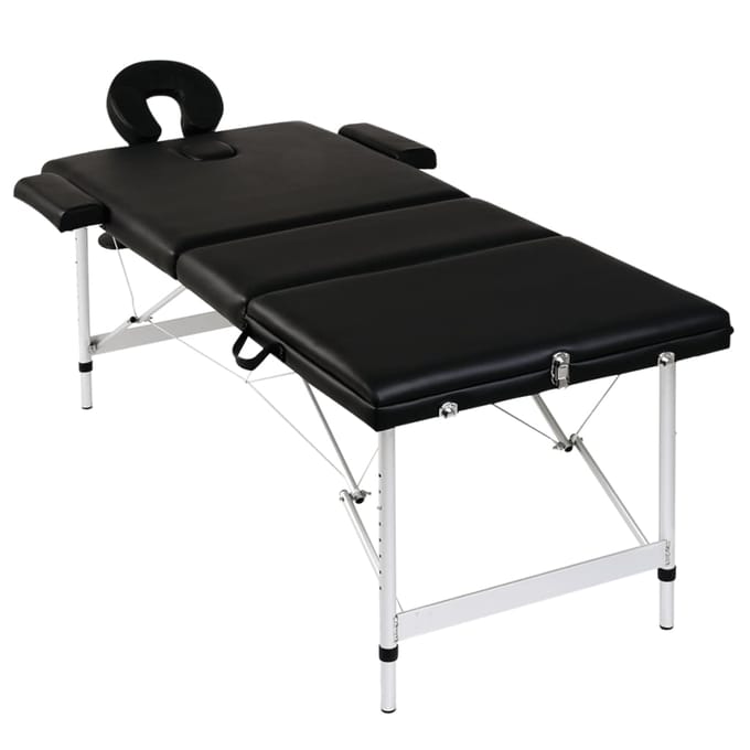 vidaXL - Inklapbare - massagetafel - 3 - zones - met - aluminium - frame - (zwart)