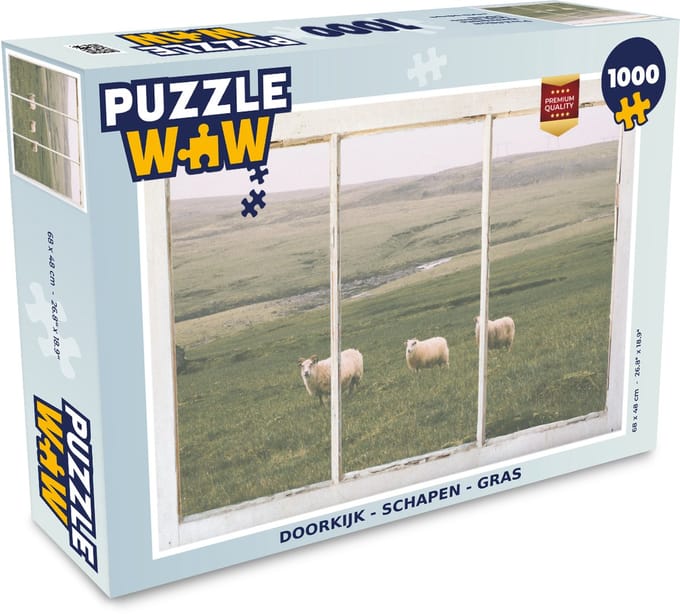 Puzzel Doorkijk - Schaap - Gras - Legpuzzel - Puzzel 1000 stukjes volwassenen