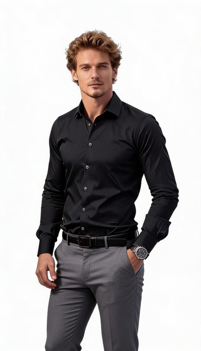 Modern fit Overhemd Zwart - Heren - Blouse - Donker