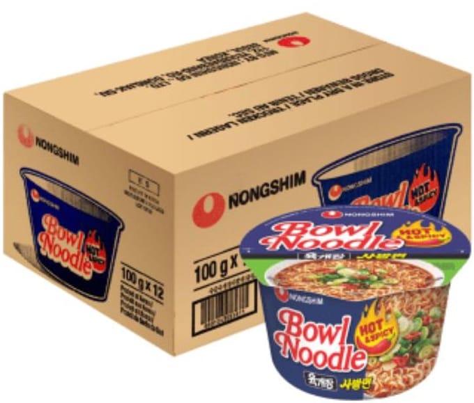 Nongshim| 12 x 100 gram Noodle bowl | hot & spicy | multipack
