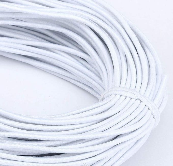 45 yards 2MM Elastisch Touw Bungee Schokkoord voor DIY Projecten - Polyester Bungee Koord (Wit/Zwart)